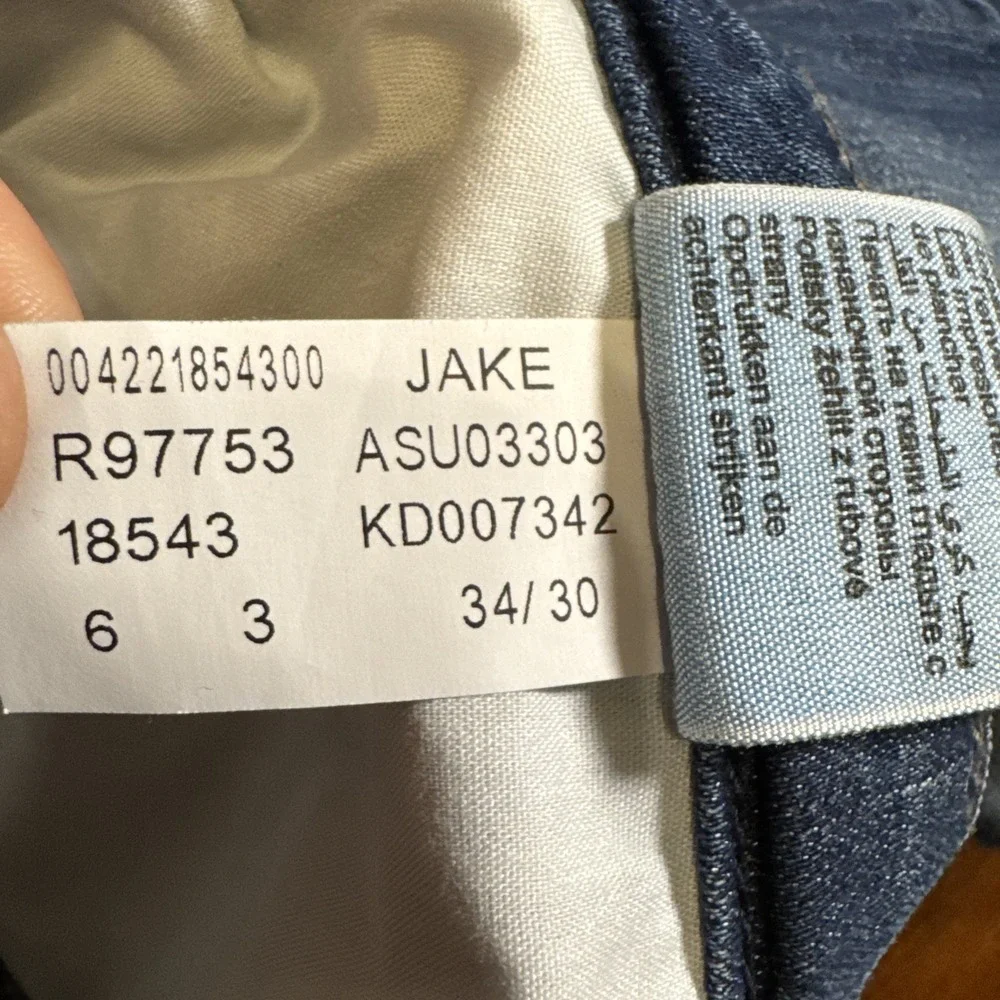 Mavi Jake Jeans Mens 34X30 Regular Rise Slim Leg Blue Stretch Denim